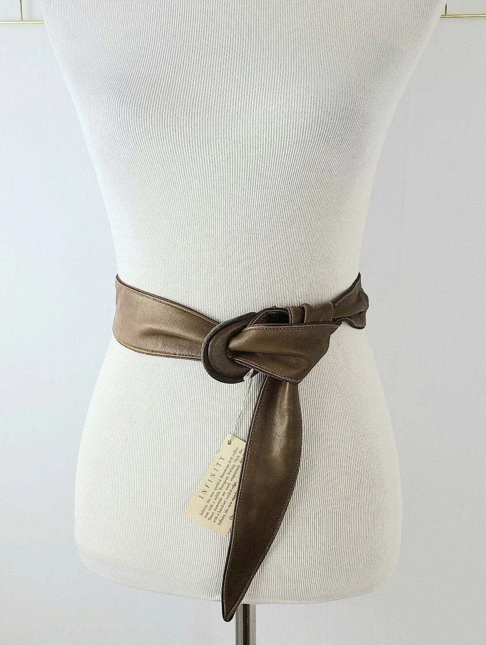 NWT Infinity Brown Green Genuine Leather Wrap Vintage Belt